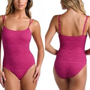 La Blanca Lingerie One Piece Swimsuit LB4BC24-Magenta Women's 12 NWT